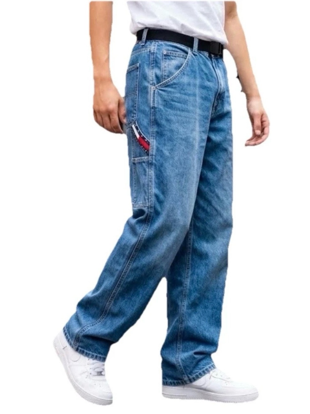 Vintage Tommy Hilfiger Jeans Mens Painters Pants Y2K Denim Wide Leg 38x34